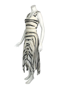 Elana Kattan | NINA Asymmetrical Hem Linen Striped Dress Elana Kattan | NINA Asymmetrical Hem Linen Striped Dress