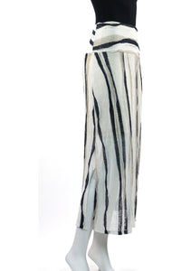NINA Straight Mid-Calf Linen Skirt with side Slits