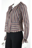 OLIVIA  Fitted Long Sleeves Open front Jacquard Cropped Jacket