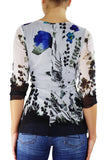 PANSY Abstract Print 3/4 Sleeves Surplice Crossover Top