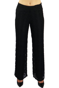 SARAH Textured Lace Lined Flared Pants Black