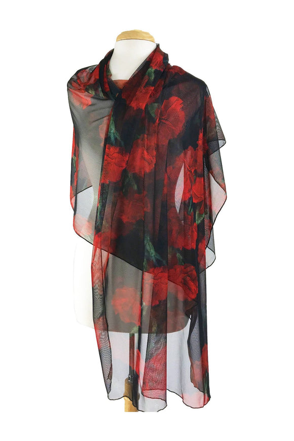 SCARLETT Long and Wide Print Mesh Shawl Stole Wrap