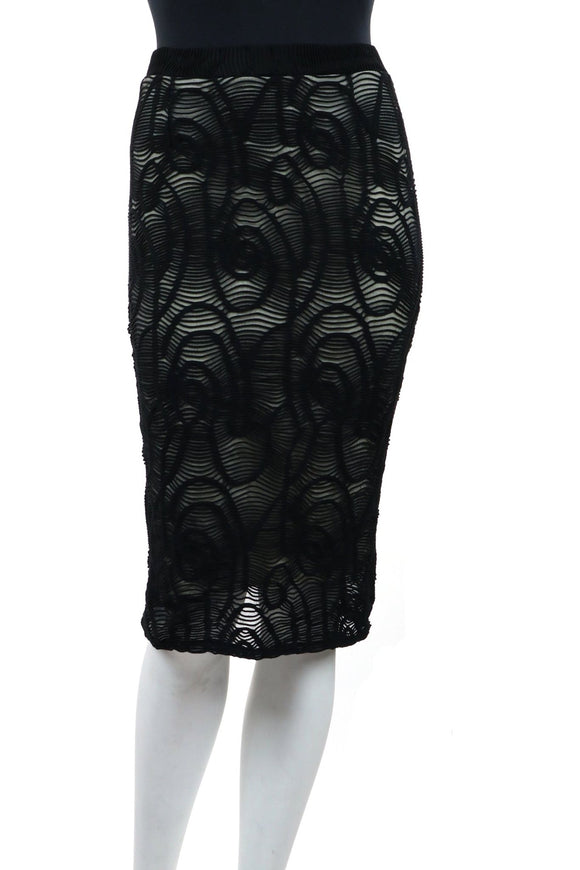 SKYLAR  Textured Burnout Pencil Skirt Black