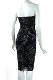 SLOAN Strapless Ruched Knee Length Black and White Print Dress