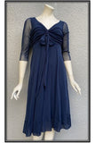 MAXIMA  Fit in 3/4 Sleeves Flare Tea Length Dress Navy