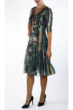 TAMMY Fit and Flare 3/4 Sleeves Paneled Floral Print Dress