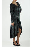 TOSCA Tango Dress in Burnout Velvet Hi Lo Hem Sage