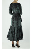 TOSCA Tango Dress in Burnout Velvet Hi Lo Hem Sage