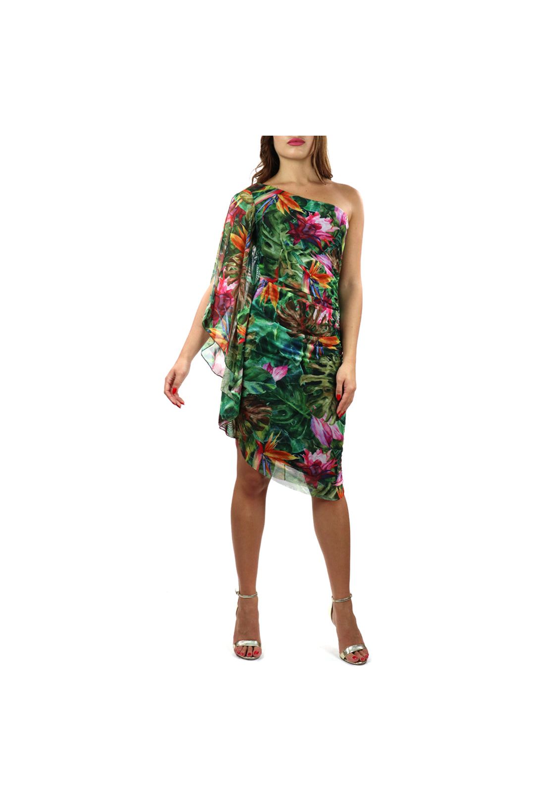 TROPICANA One Shoulder Angel Sleeve Asymmetrical Hem Dress Elana Kattan TROPICANA One Shoulder Angel Sleeve Asymmetrical Hem Dress Elana Kattan