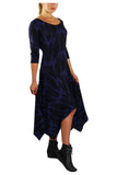 TRUDY Asymmetrical Hem 3/4 Sleeves Jacquard Dress