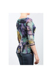 VOLGA Abstract Print Crossover Neckline Ruched Side Top