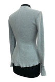 COURTNEY Lettuce Trim Neck & Bell Sleeves Ribbed Sweater