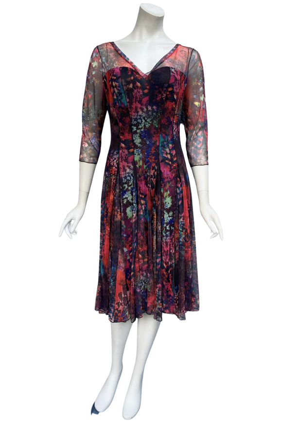 QuellaFit and Flare 3/4 Sleeves Paneled Print Dress