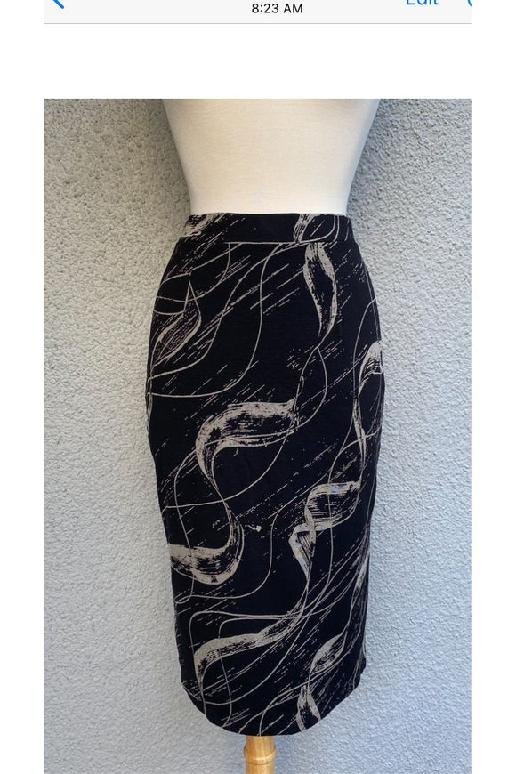 RENEE Printed Abstract Pencil Skirt