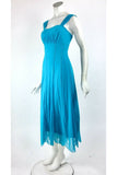 MAXIMA Sleeveless Mesh Paneled Midi Empire Dress Turquoise