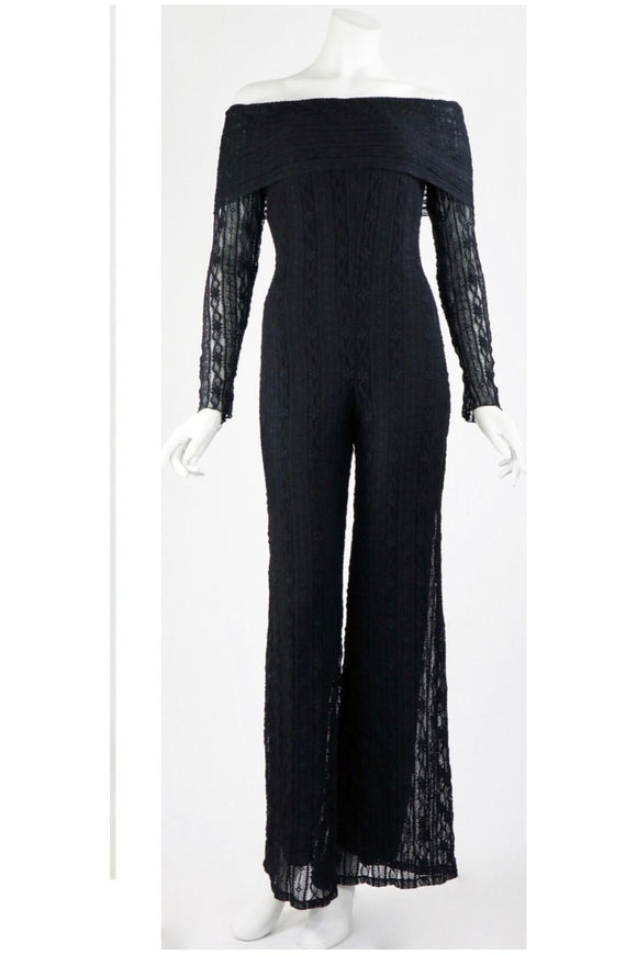 SARAH Black Lace  Jumpsuit with Long sleeves